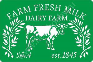 Farm Fresh Milk, 10*15 см,Трафарет на клеевой основе ― Интернет магазин FieraHobby