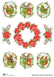New year 25, декупажная карта от Base of art, формат А4