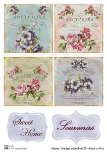 Vintage collection 29, декупажная карта от Base of art, плотность 30гр/м2, формат А4. - Fierahobby.ru 