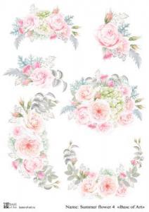Summer flower 4, декупажная карта от Base of art, плотность 30гр/м2, формат А4. - Fierahobby.ru